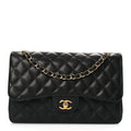 Caviar Quilted Jumbo Double Flap Black