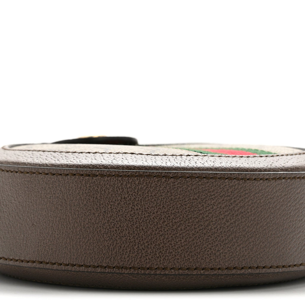 GG Supreme Monogram Web Mini Ophidia Round Shoulder Bag Brown