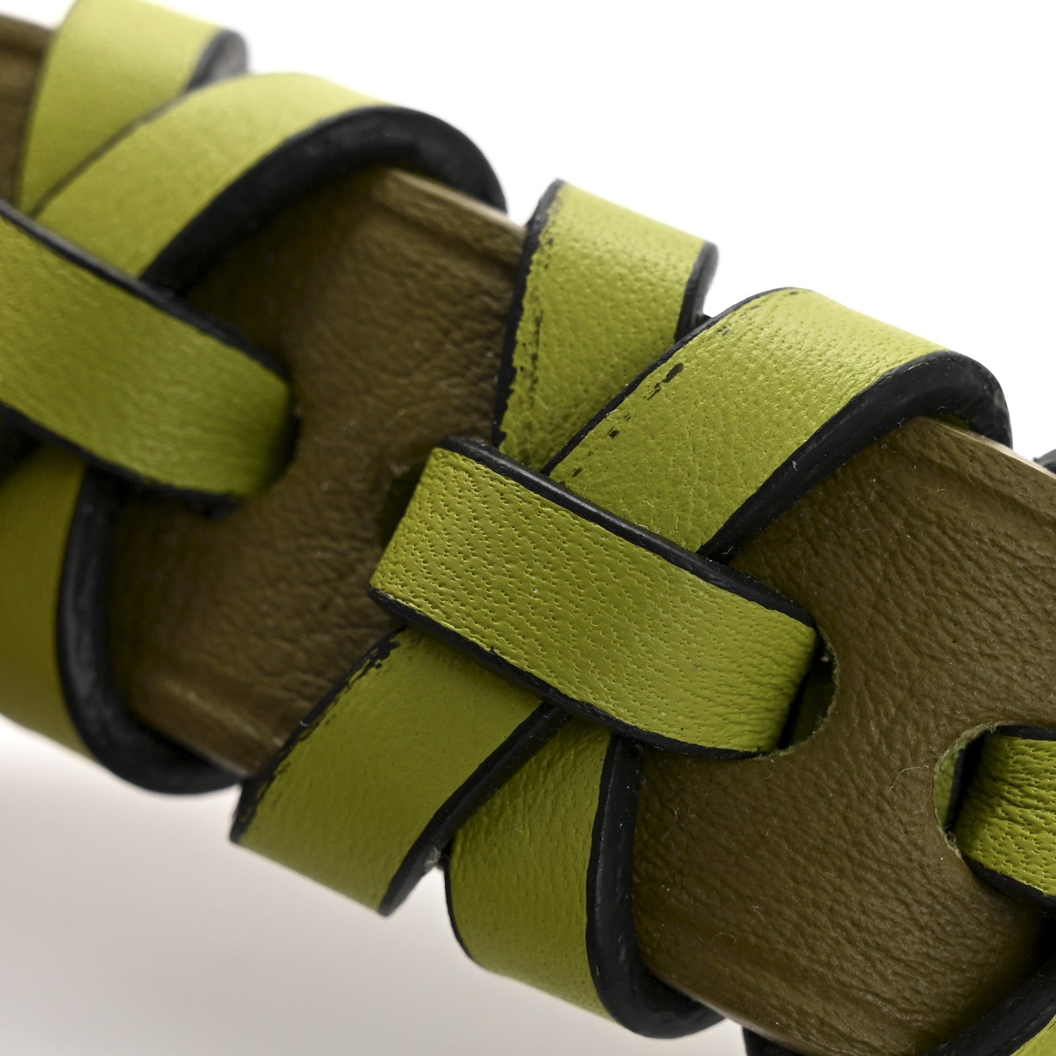 Calfskin Braided Bag Charm Olive Dark Khaki