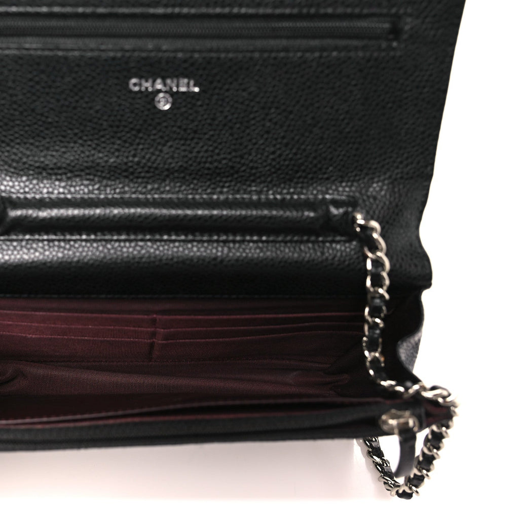 Caviar Quilted Wallet on Chain WOC Black