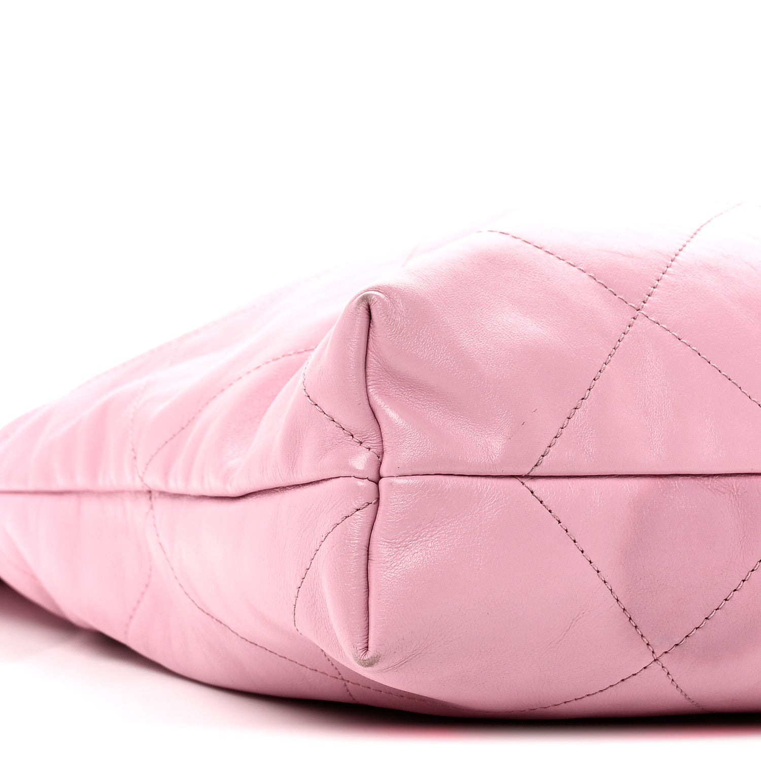 Shiny Calfskin Quilted Chanel 22 Drawstring Bag Pink