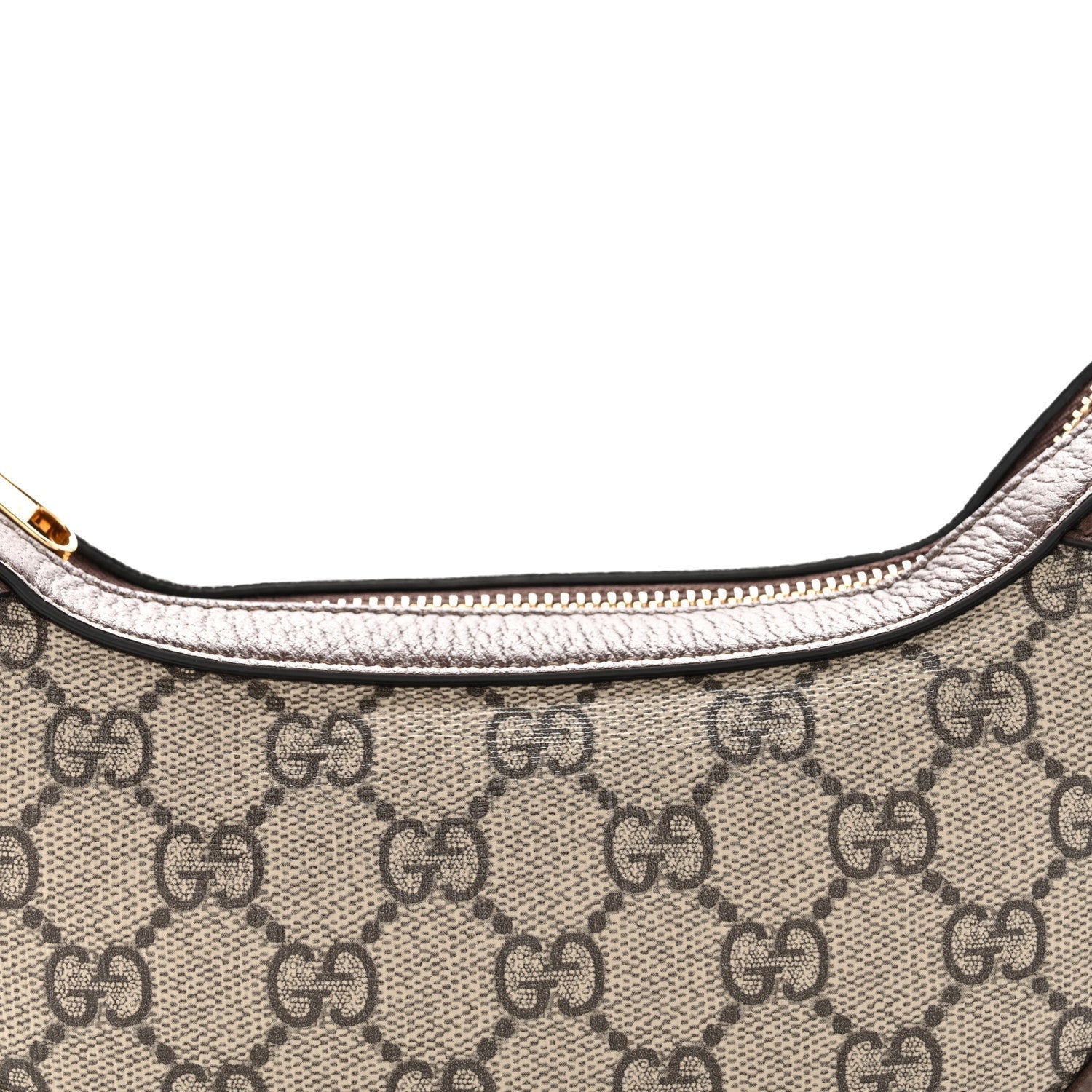 GG Supreme Monogram Textured Calfskin Web Mini Ophidia Half Moon Hobo Beige Ebony New Acero