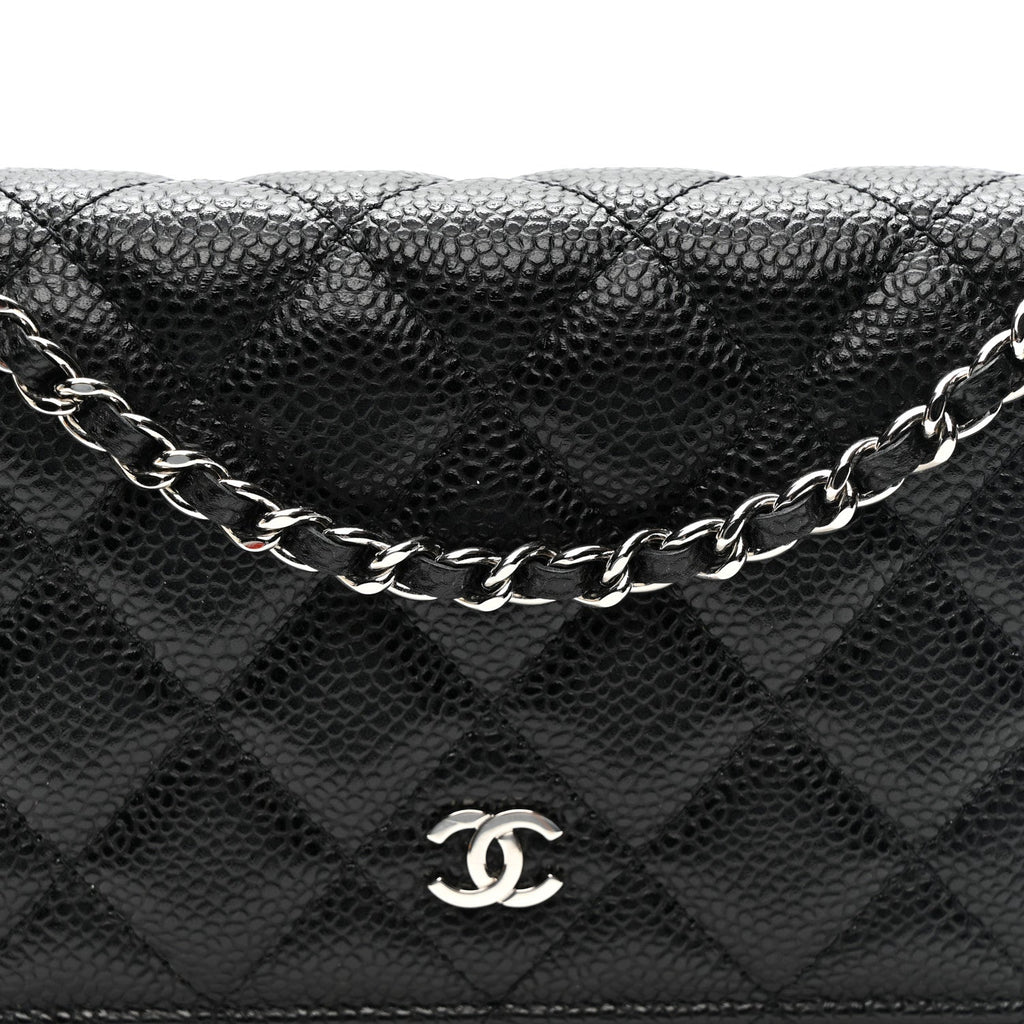 Caviar Quilted Wallet on Chain WOC Black