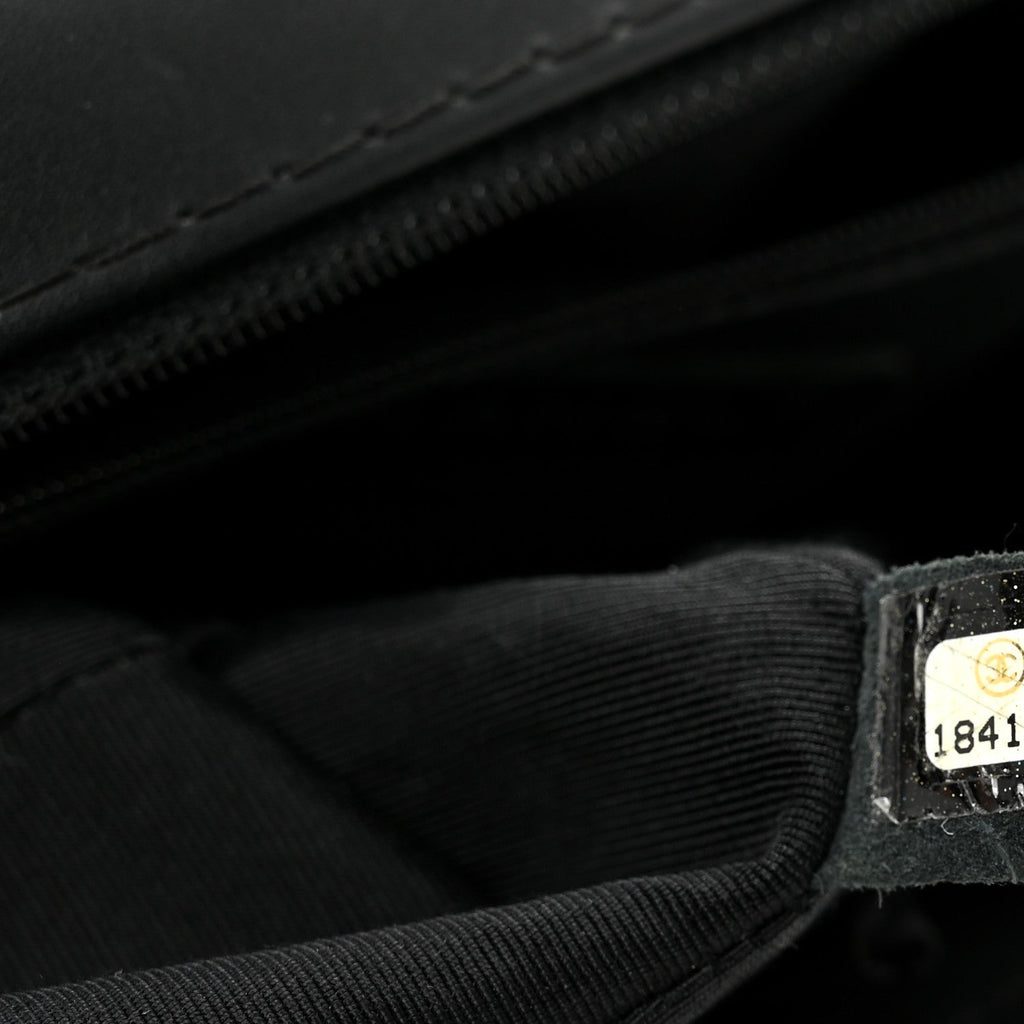Calfskin Double Stitch Large Boy Flap Black