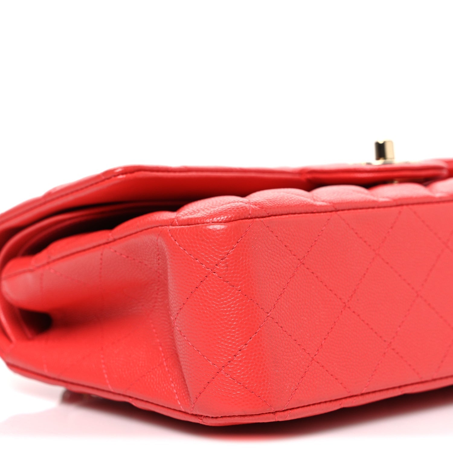 Caviar Quilted Medium Double Flap Red