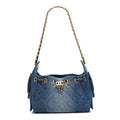 Washed Denim Quilted Mini Chanel 25 Handbag Blue