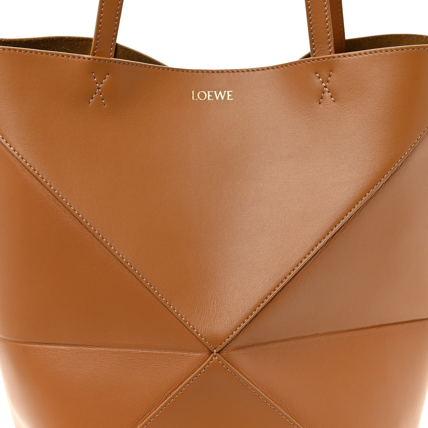 Shiny Calfskin Medium Puzzle Fold Tote Warm Desert