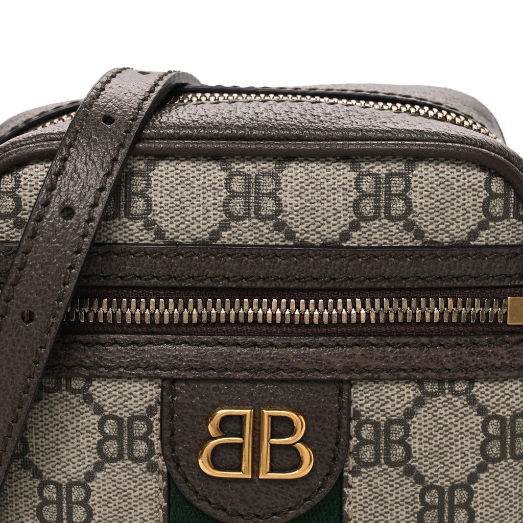 X BALENCIAGA BB Supreme Monogram Web Mini Ophidia Messenger Beige New Acero