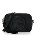 Pebbled Calfskin Small Soho Disco Bag Black