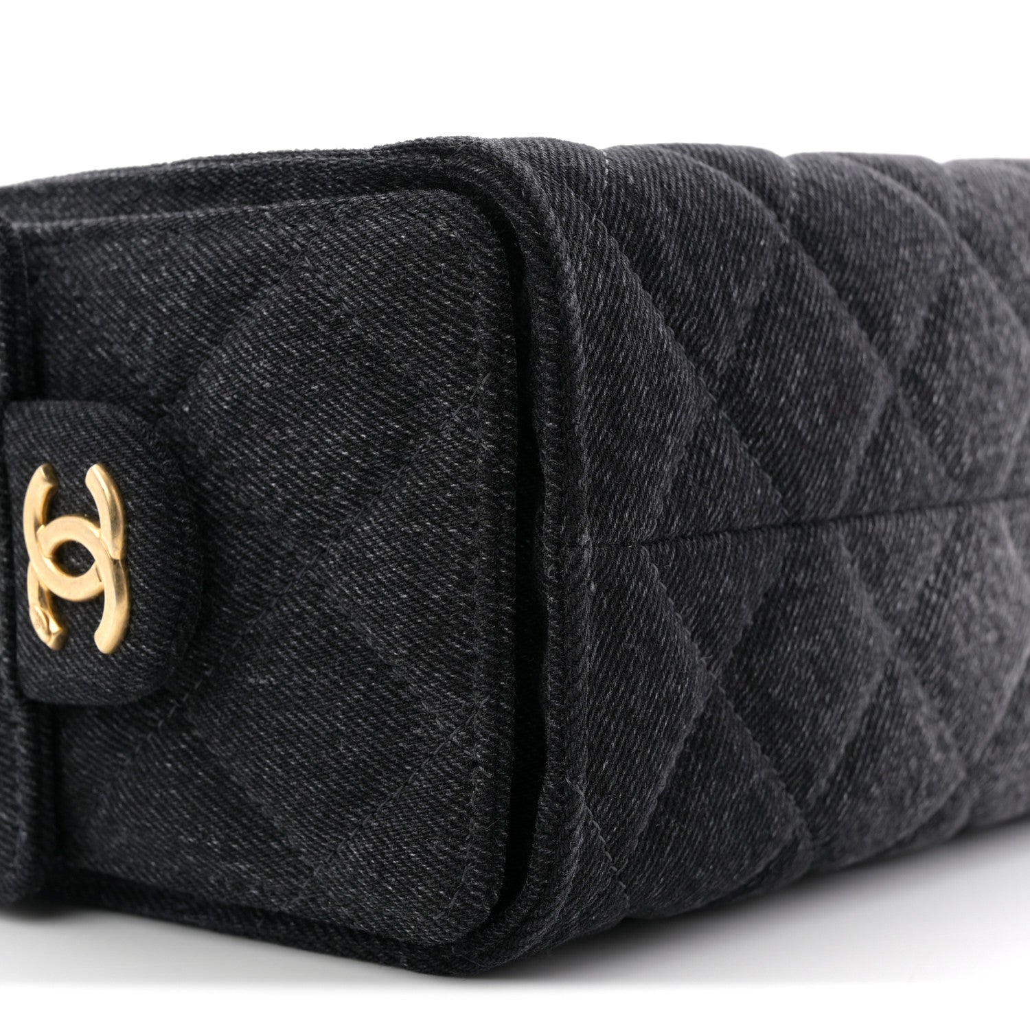 Washed Denim Quilted Mini Chanel 25 Handbag Black