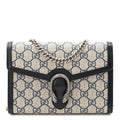 GG Supreme Monogram Textured Dollar Calfskin Mini Dionysus Chain Wallet Beige Blue