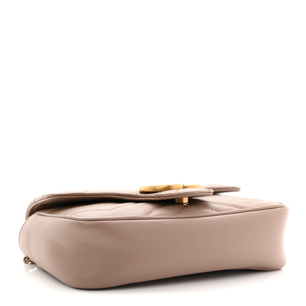 Calfskin Matelasse Super Mini GG Marmont Shoulder Bag Porcelain Rose