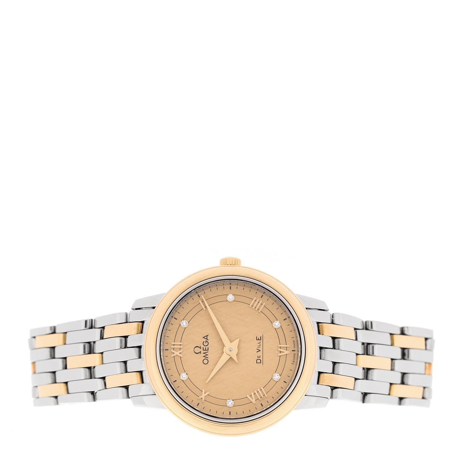 Stainless Steel 18K Red Gold 27mm De Ville Prestige Quartz Watch Champagne 424.20.27.60.52.003