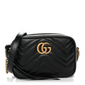 Calfskin Matelasse Mini GG Marmont Chain Shoulder Bag Black