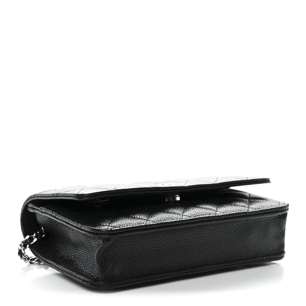 Caviar Quilted Wallet on Chain WOC Black