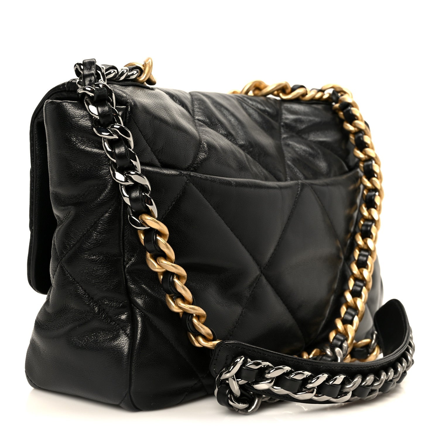 Goatskin Quilted Large Chanel 19 Flap Black