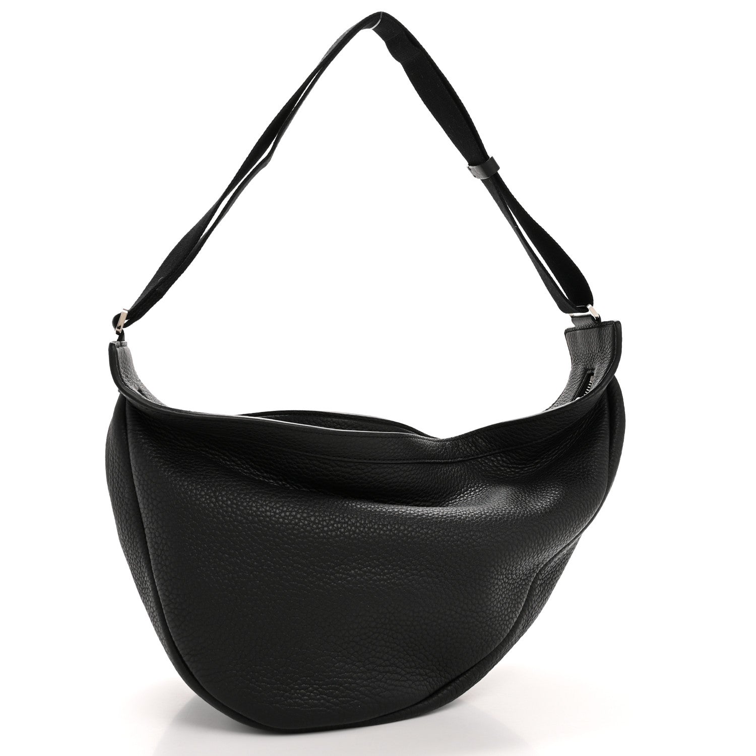Grained Calfskin Large Slouchy Banana Bag Black