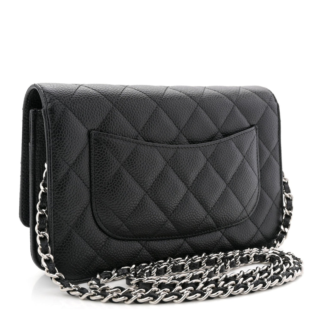 Caviar Quilted Wallet on Chain WOC Black