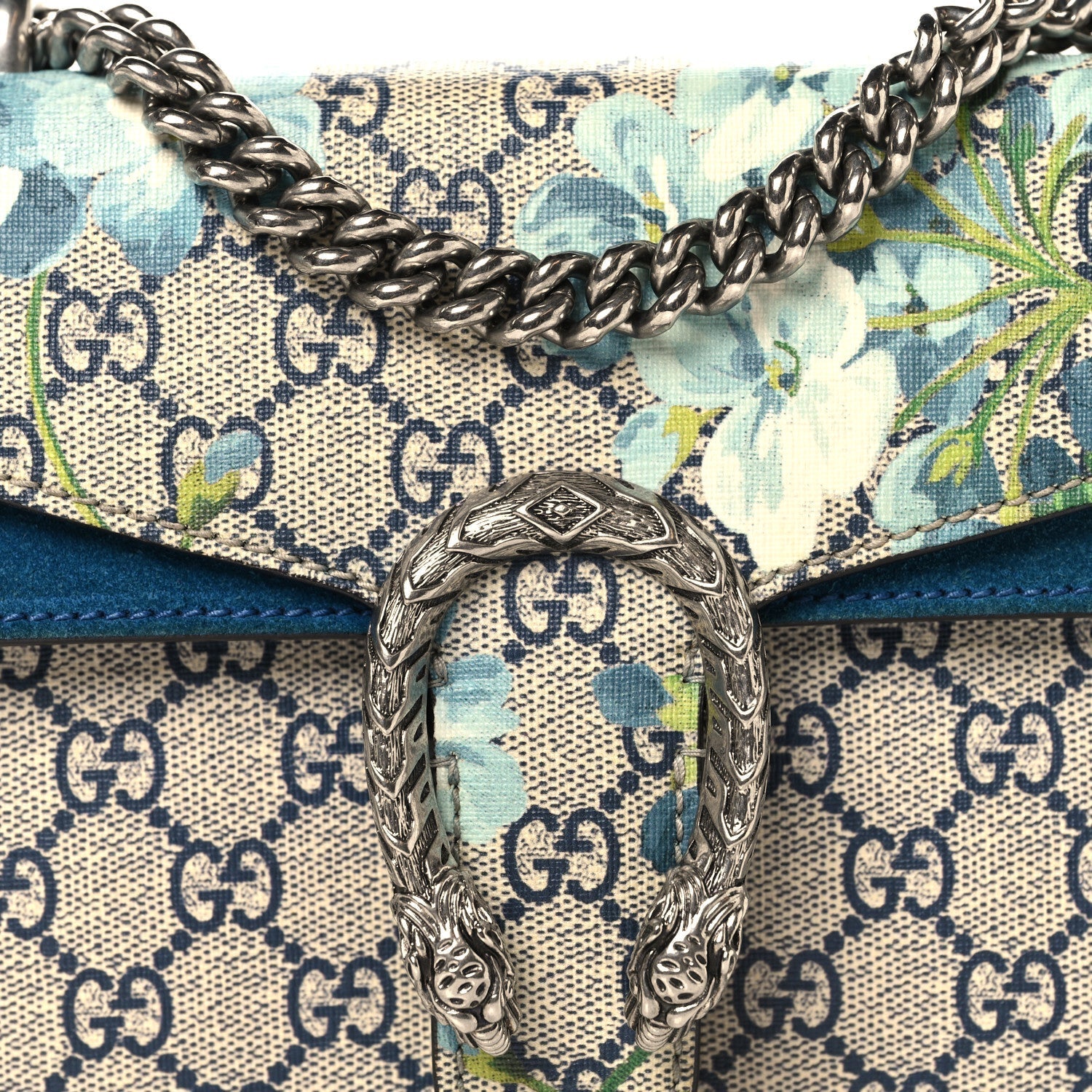 GG Supreme Monogram Blooms Mini Dionysus Shoulder Bag Beige Navy Vintage Blue