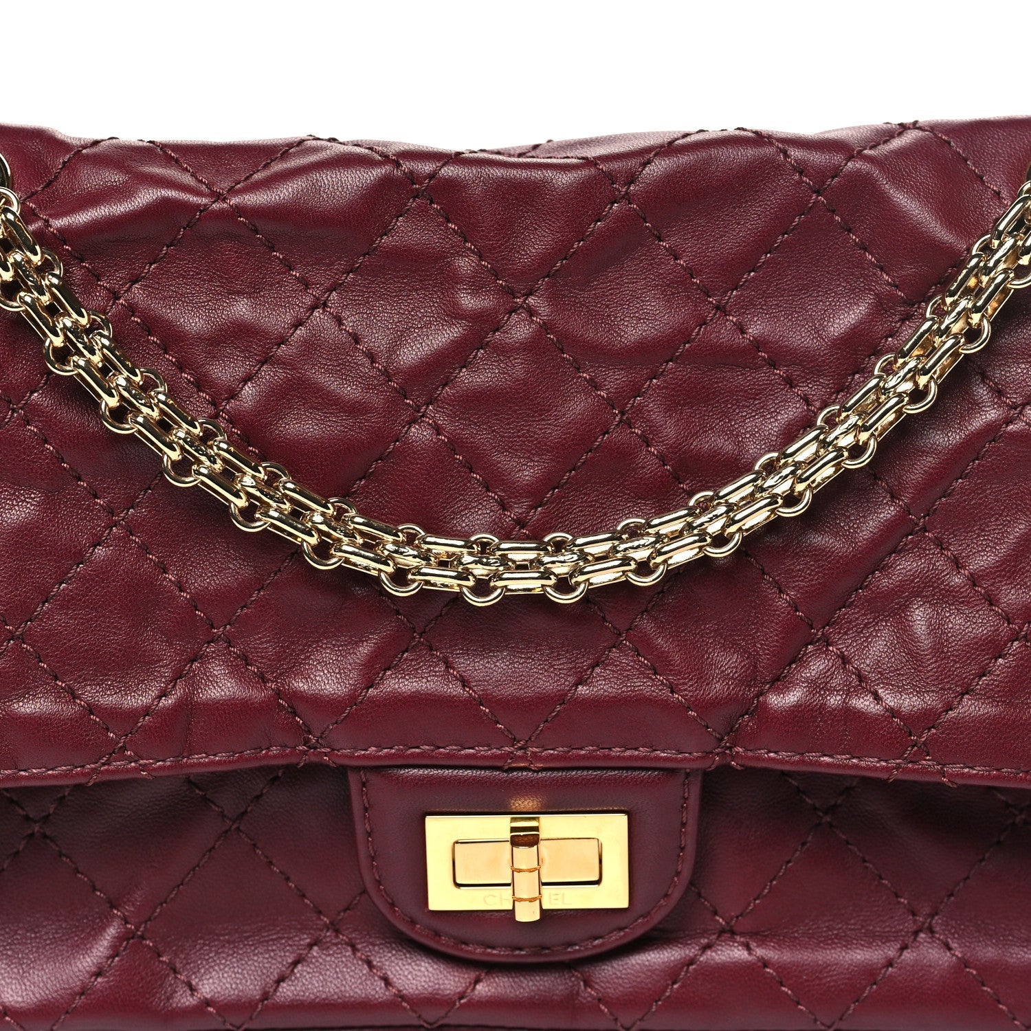 Lambskin Quilted Crush 2.55 Reissue 225 Flap Dark Burgundy