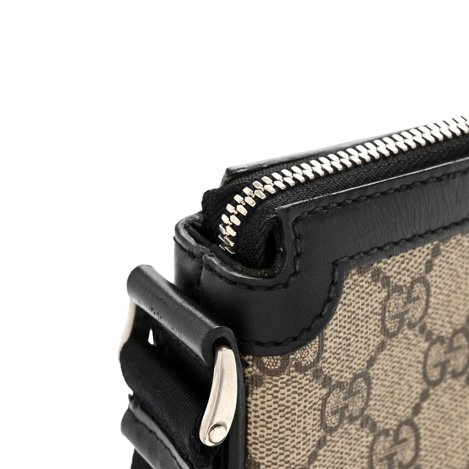GG Supreme Monogram Web Messenger Bag Black