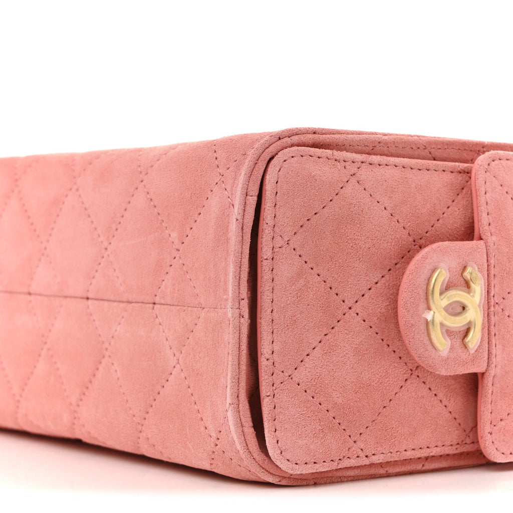 Suede Quilted Mini Chanel 25 Handbag Pink