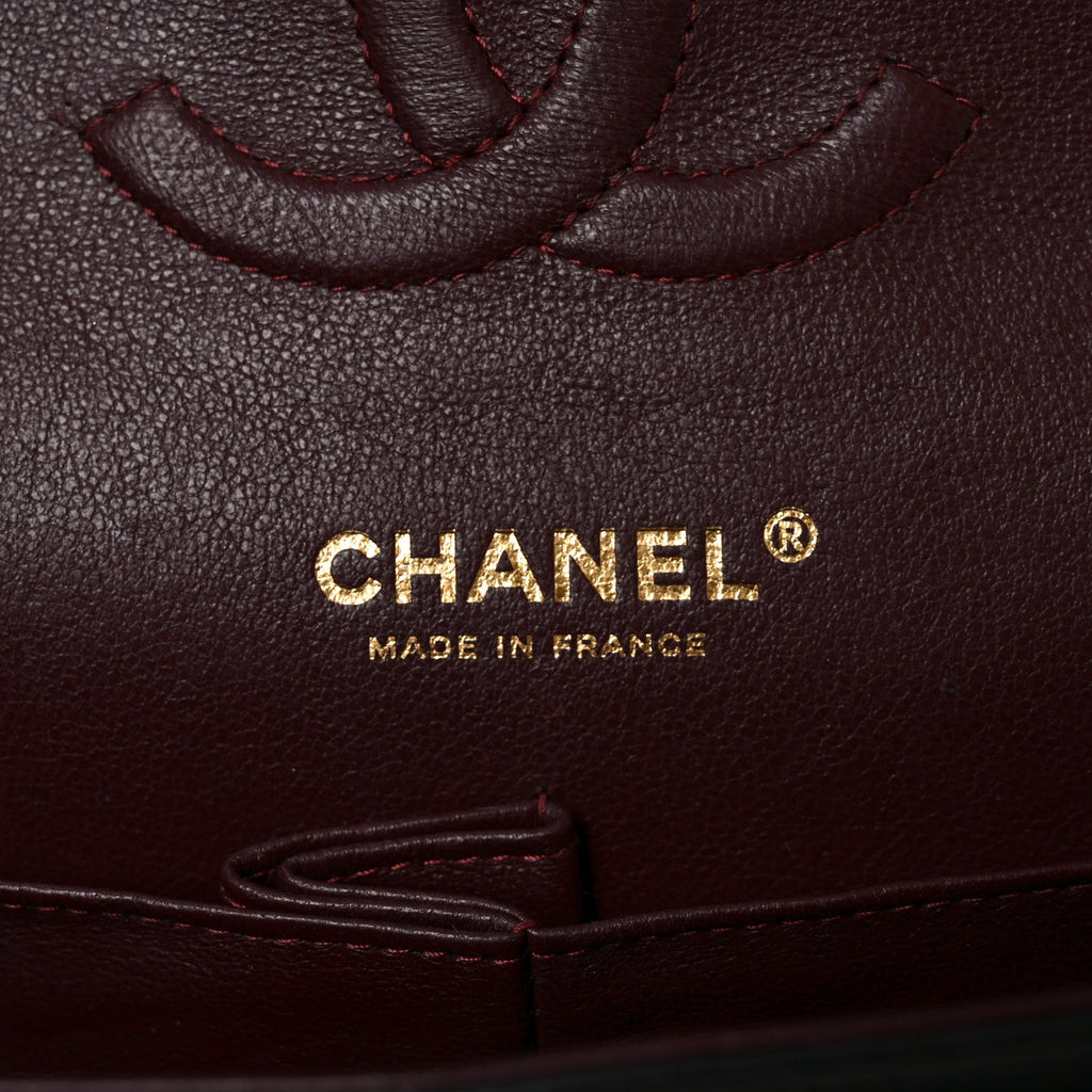 Lambskin Quilted Medium Double Flap Black