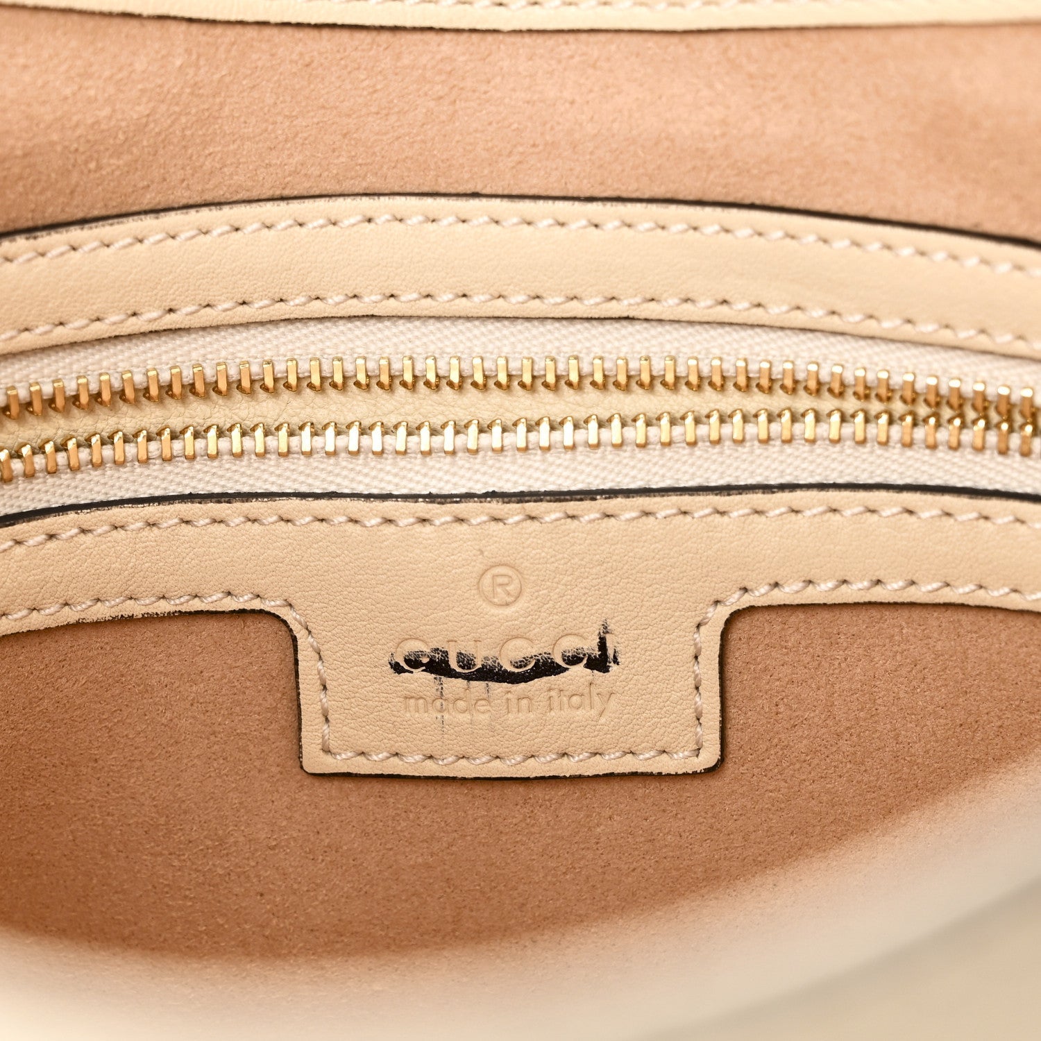 GG Supreme Monogram Moon Calfskin Medium Padlock Shoulder Bag Beige Ebony Mystic White
