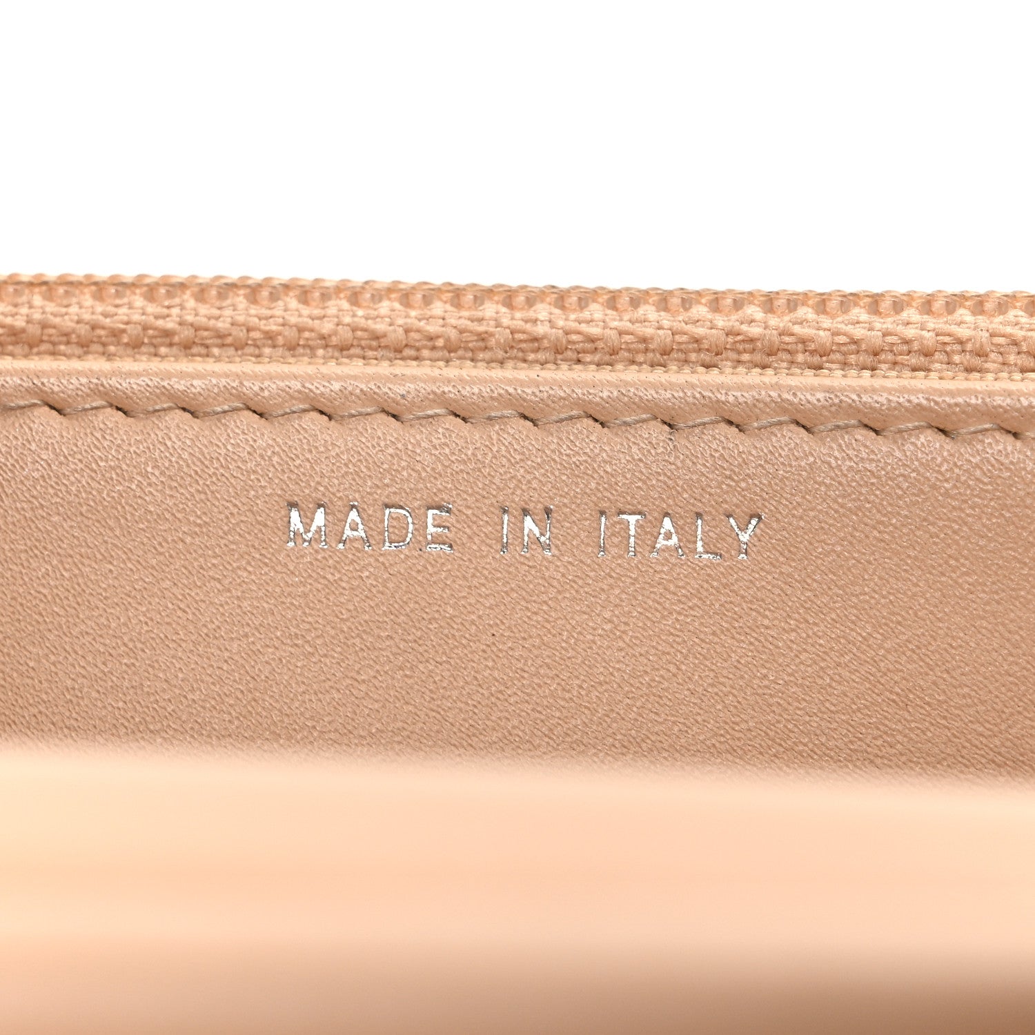 Patent Calfskin Chevron Quilted Wallet On Chain WOC Beige