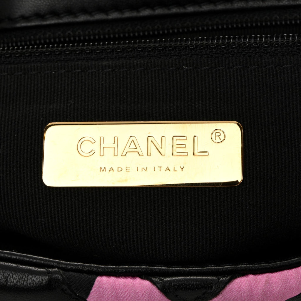 Lambskin Printed Fabric Medium Chanel 19 Flap Black Multicolor