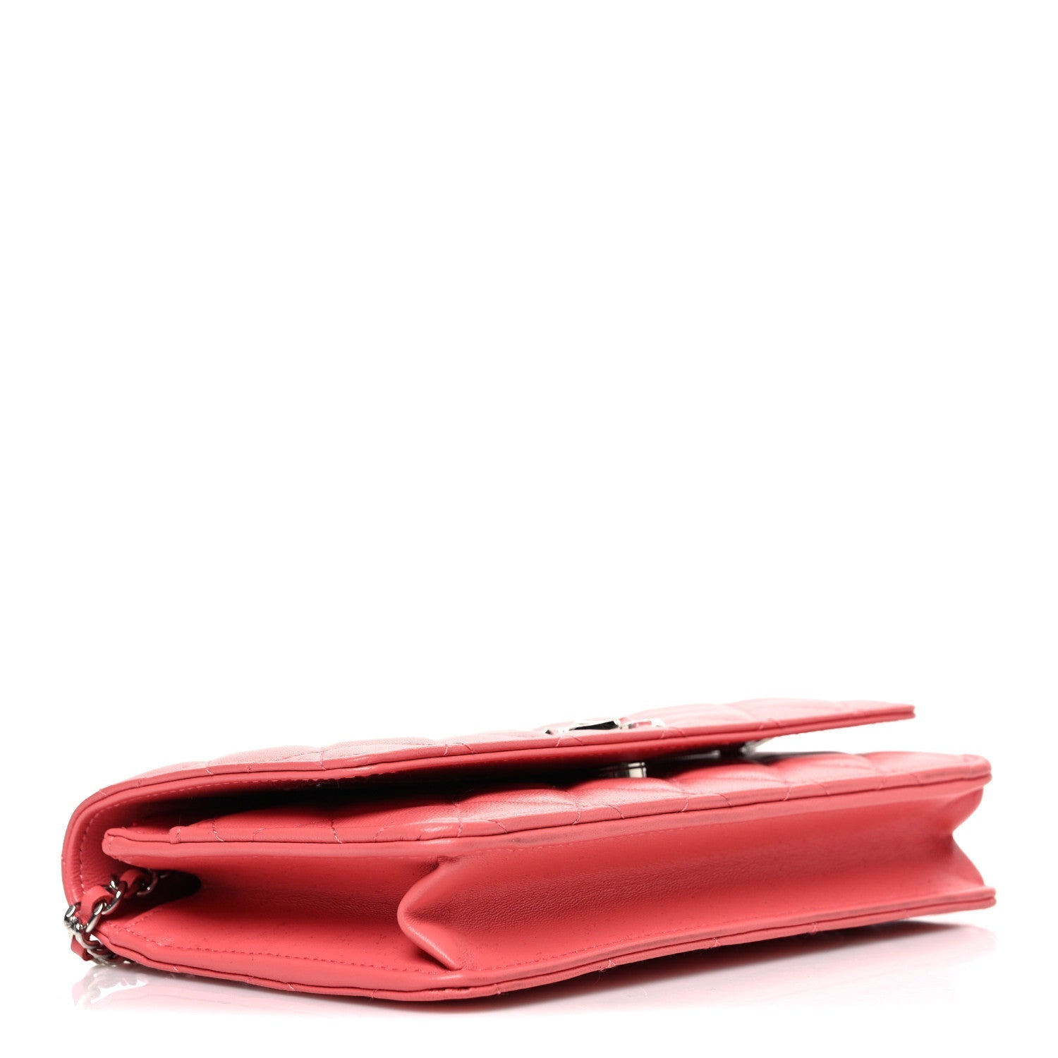 Lambskin Quilted Wallet On Chain WOC Pink