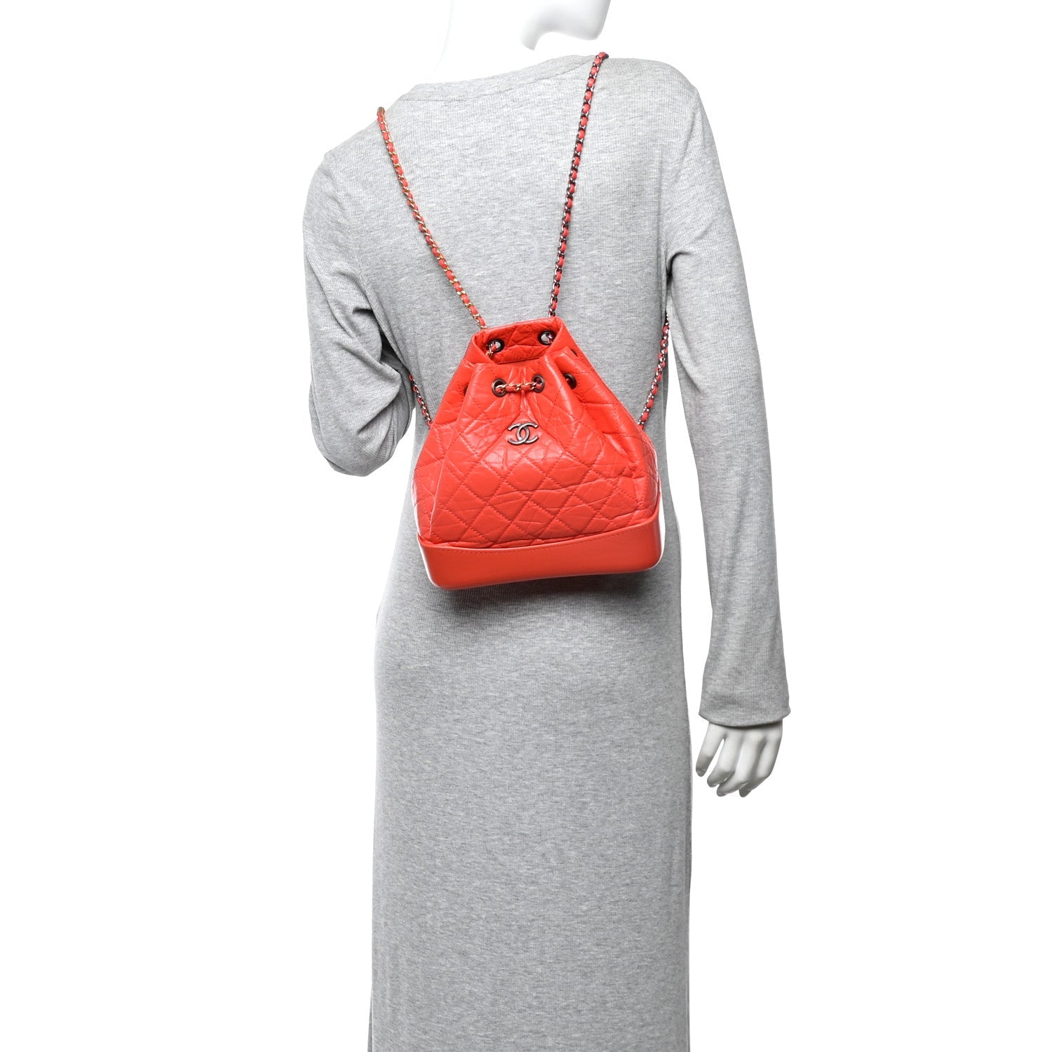 Aged Calfskin Quilted Small Gabrielle Backpack Orange