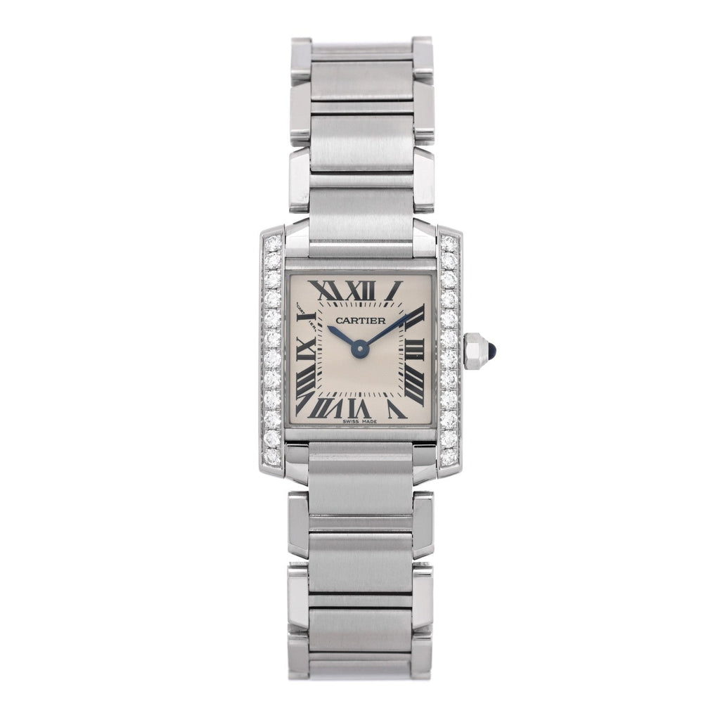 Stainless Steel Diamond Bezel 20mm Tank Francaise Quartz Watch