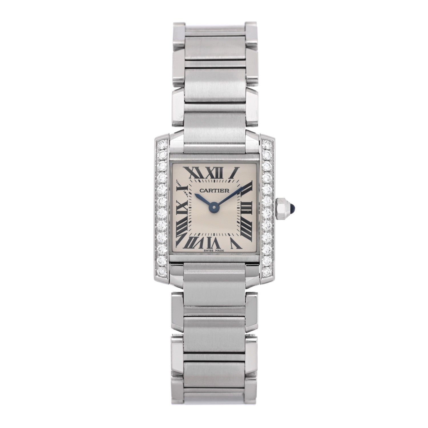 Stainless Steel Diamond Bezel 20mm Tank Francaise Quartz Watch