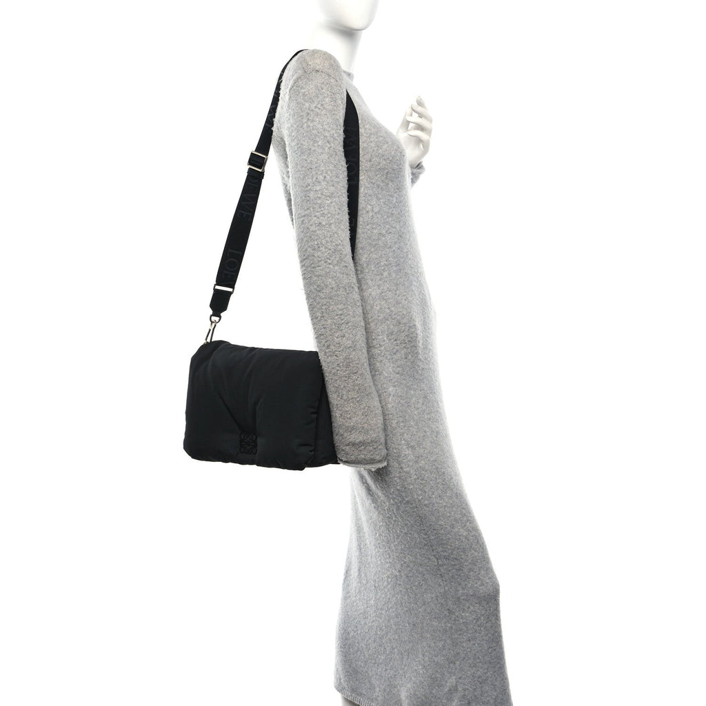 Nylon Medium Goya Puffer Bag Black