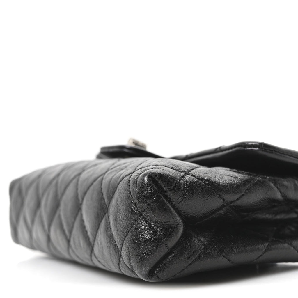 Glazed Calfskin Quilted 2.55 Reissue Flap Belt Bag Clutch 85 34 Black