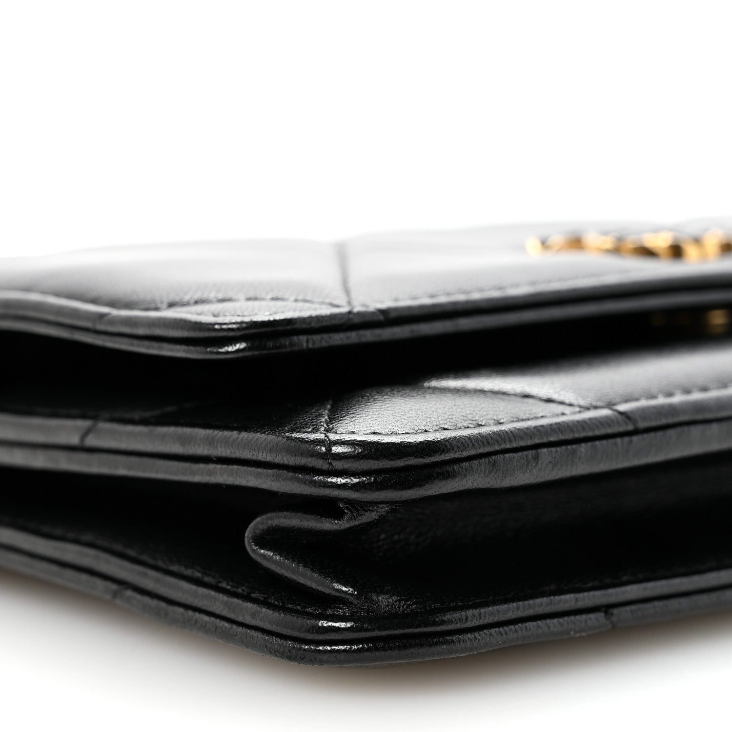 Lambskin Quilted Chanel 19 Wallet On Chain WOC Black