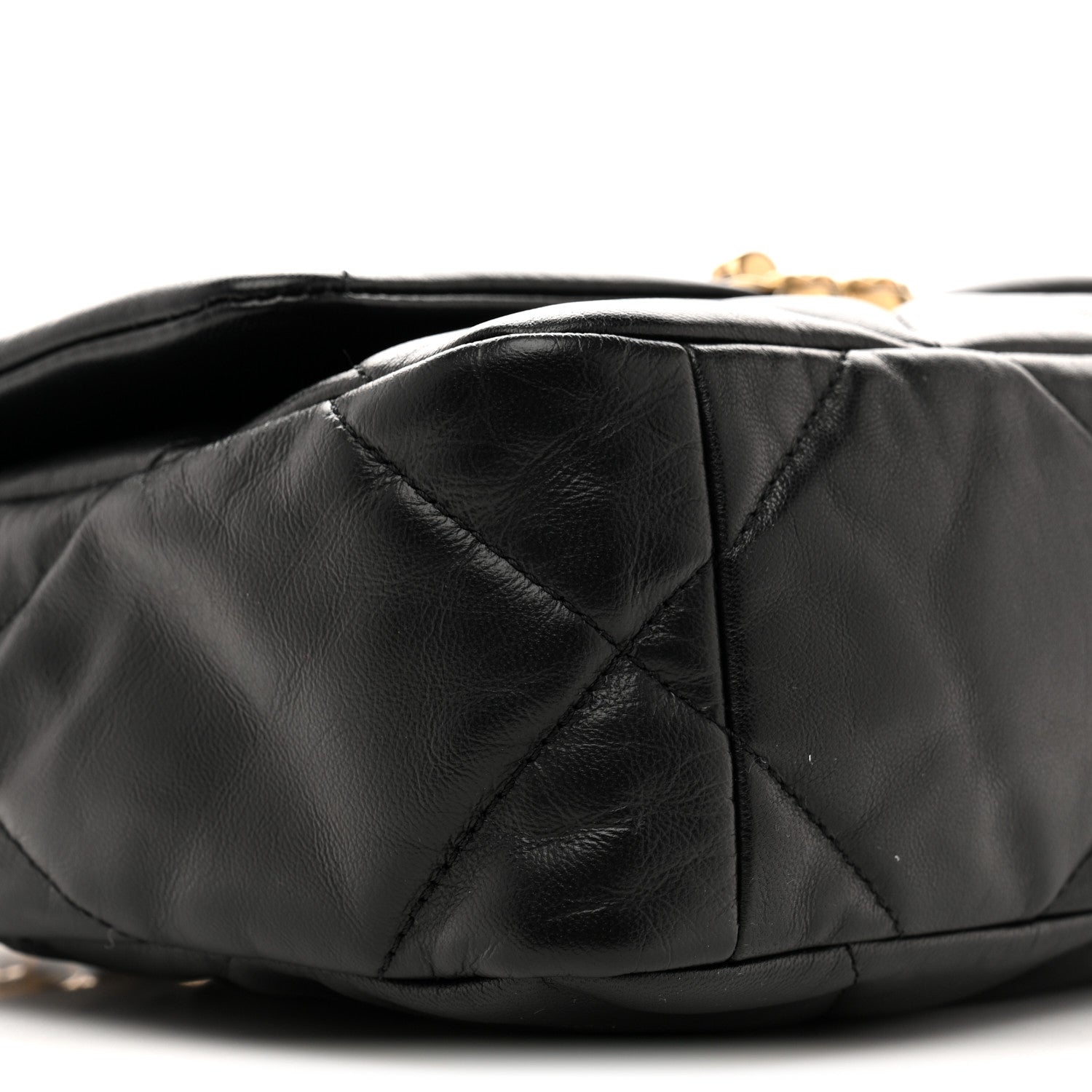 Shiny Goatskin Quilted Medium Chanel 19 Flap Black
