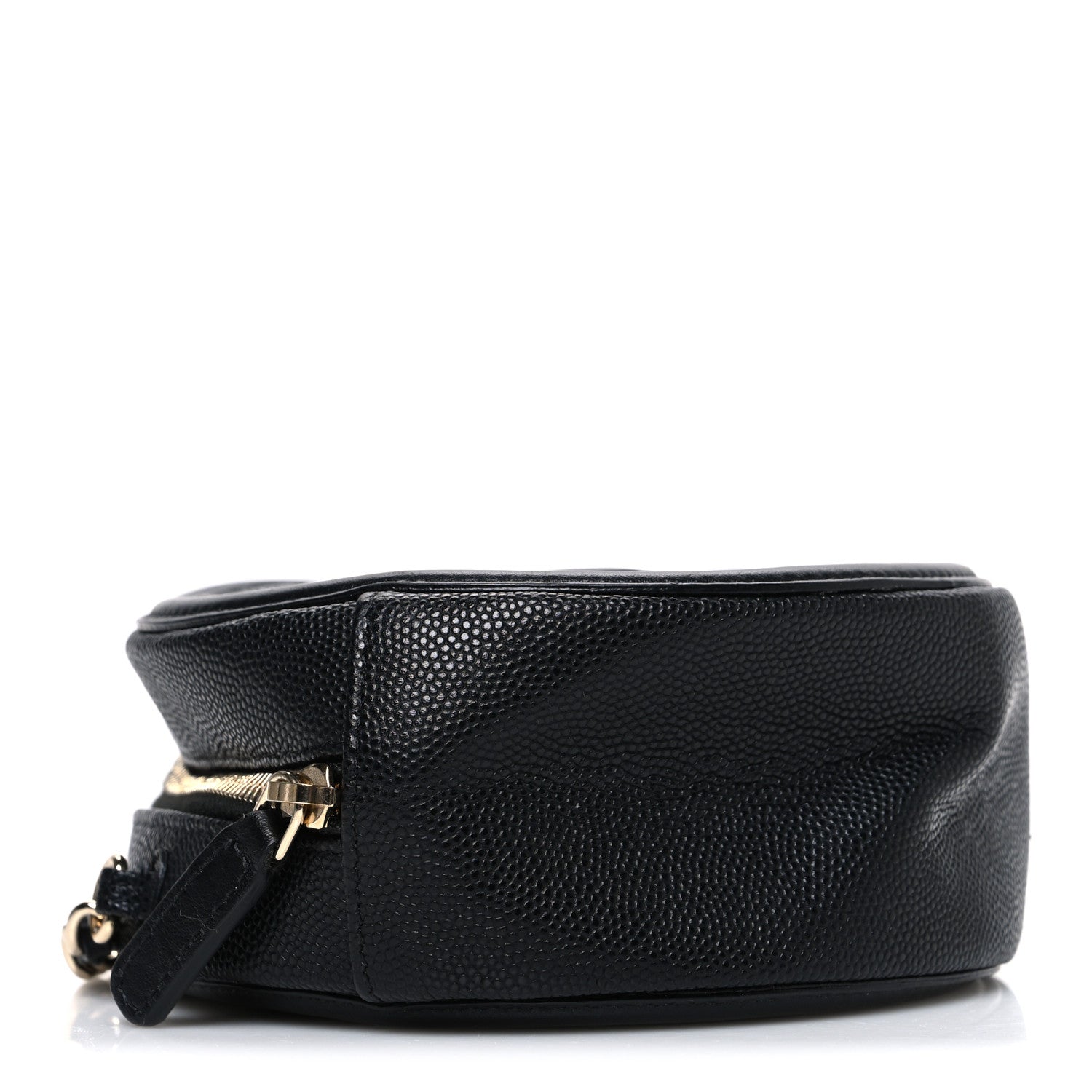 Caviar Quilted Round Filigree Crossbody Black