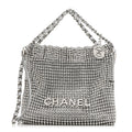 Crystal Embellished Metallic Lambskin Mini Chanel 22 Silver