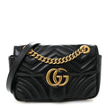 Calfskin Matelasse Small GG Marmont Shoulder Bag Black