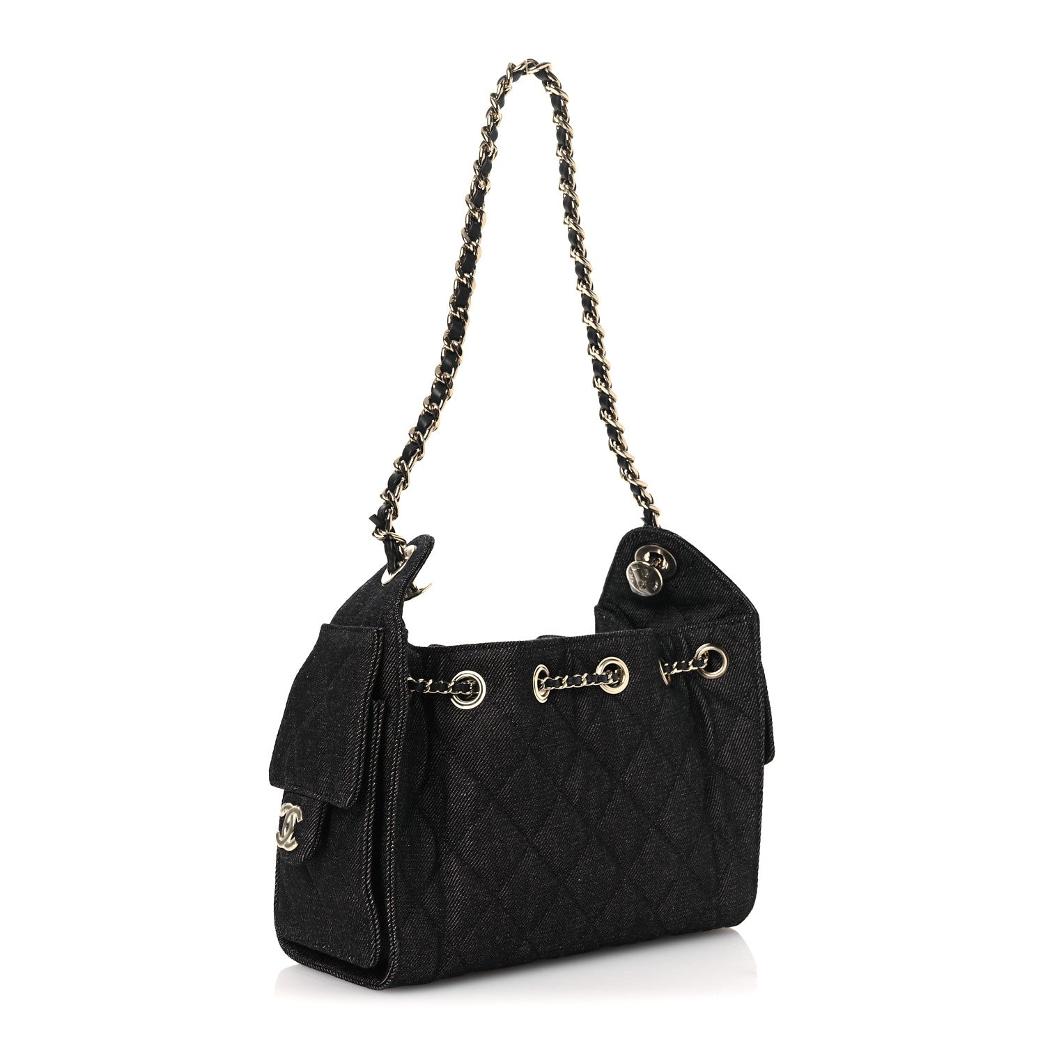 Denim Quilted Mini Chanel 25 Handbag Dark Blue