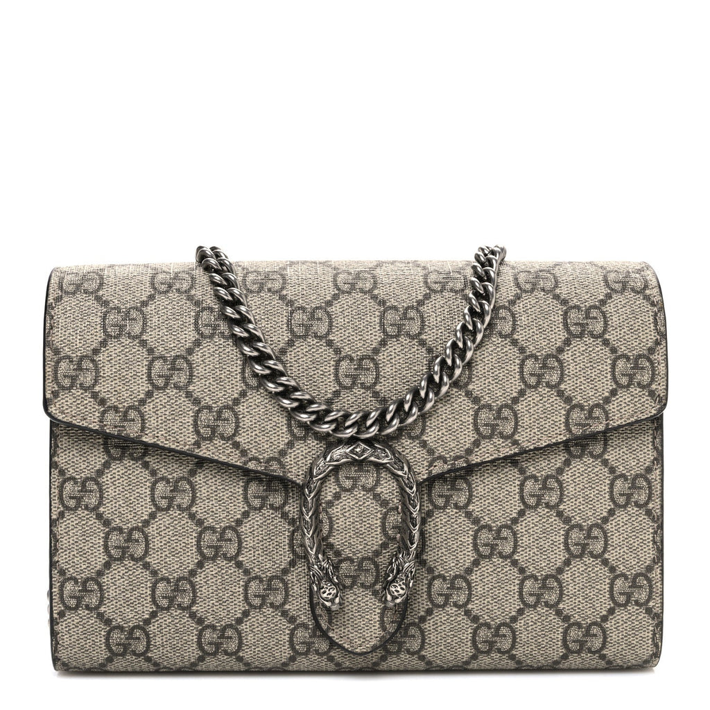 GG Supreme Monogram Mini Dionysus Chain Wallet Beige Taupe