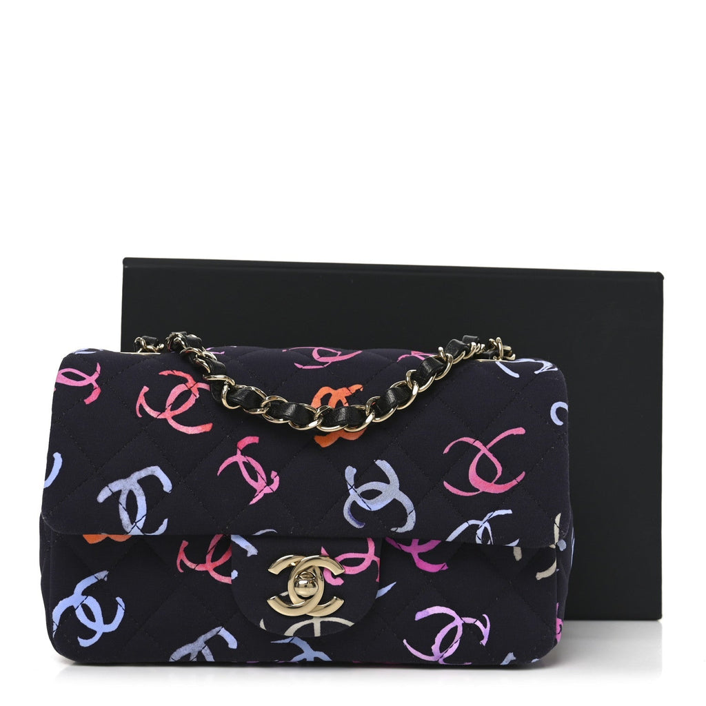 Printed Fabric Quilted Mini Rectangular Flap Black Pink Blue Yellow Orange