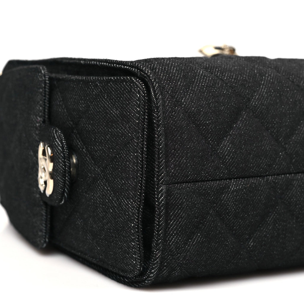 Denim Quilted Mini Chanel 25 Handbag Dark Blue