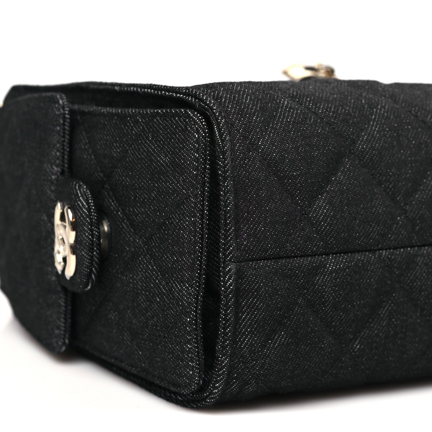 Denim Quilted Mini Chanel 25 Handbag Dark Blue