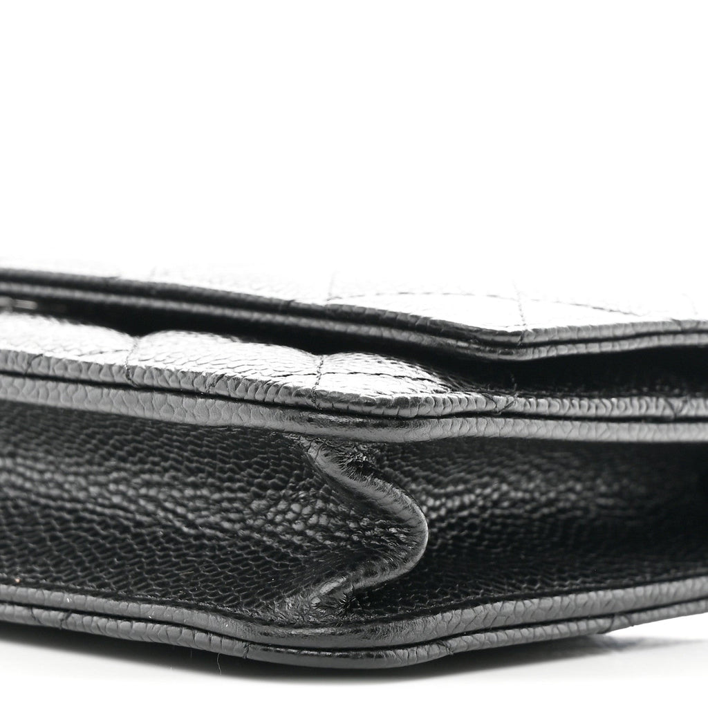 Caviar Quilted Wallet on Chain WOC Black