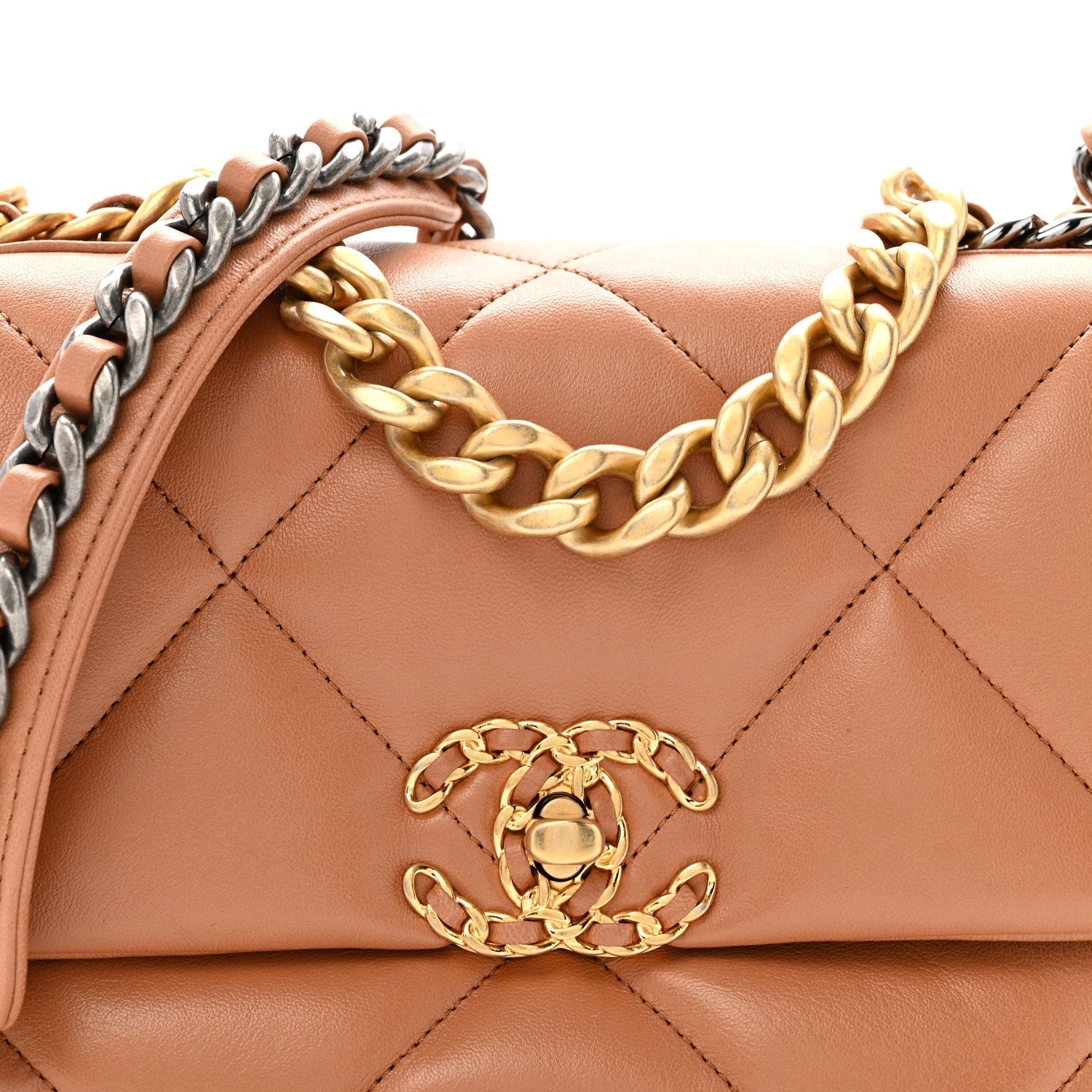 Lambskin Quilted Medium Chanel 19 Flap Brown