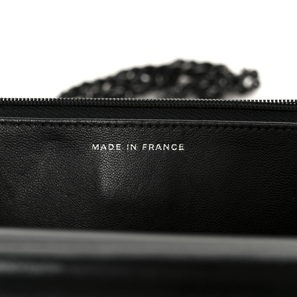 Lambskin Quilted Wallet On Chain WOC So Black