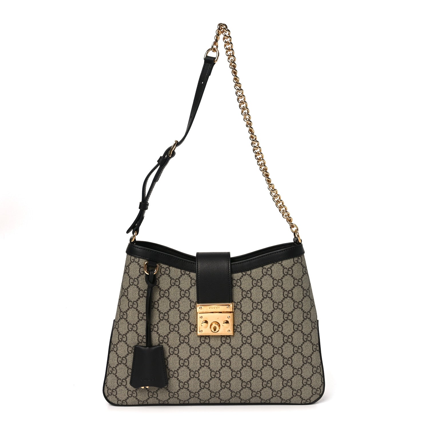 GG Supreme Monogram Medium Padlock Shoulder Bag Black